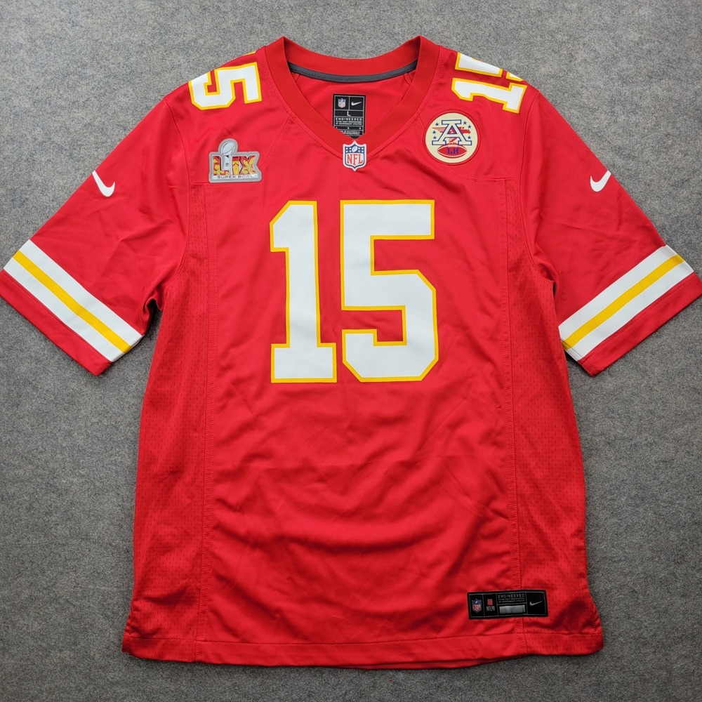 Kansas City Chiefs Jersey Mens Large Nike Patrick Mahomes Super Bowl LIX Red 15